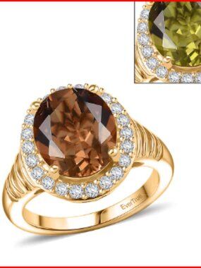 Autumn Alexite, White Zircon Ring in 18K YG Plated